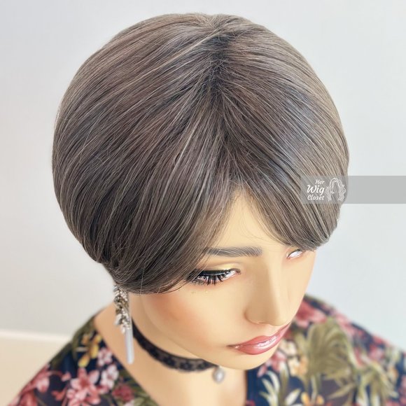 Grey Mocha Straight Bob Wig | Her Wig Closet | Betty - Picture 7 of 8